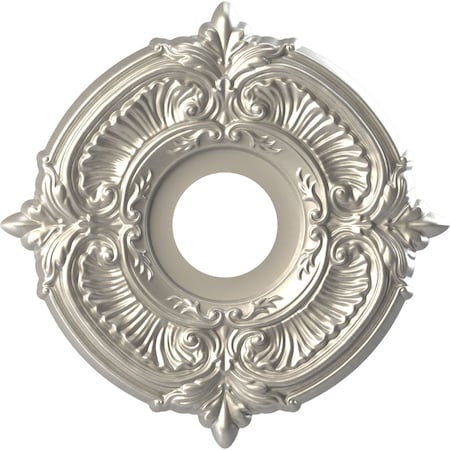 Attica PVC Ceiling Medallion (Fits Canopies Up To 5), Brght Coat Aluminum, 13OD X 3 1/2ID X 3/4P